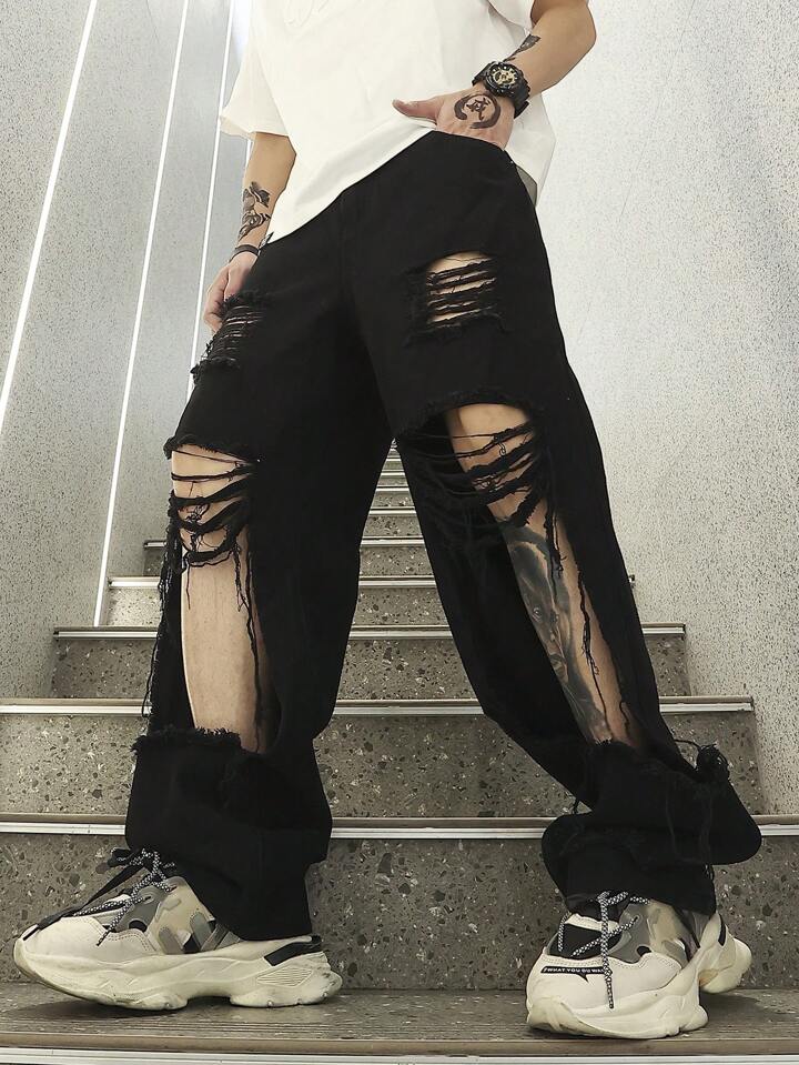 Pantalones Cargo Pantalones Super Rotos Pantalones Rectos