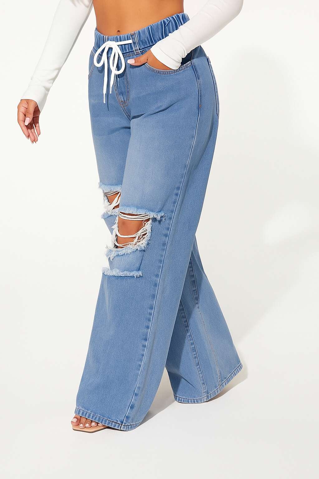 Jeans Boyfriend Mujer Tiro Alto Azul Claro