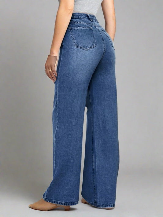 Pantalón Boyfriend Mujer Azul Rotos Clásica con estilo moderno.