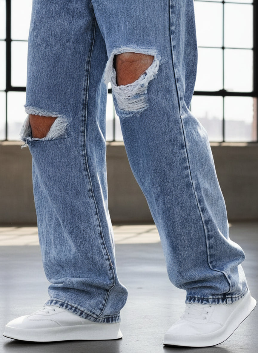 Jeans holgados y estilosos - PDMX Boyfriend Azules Rotos
