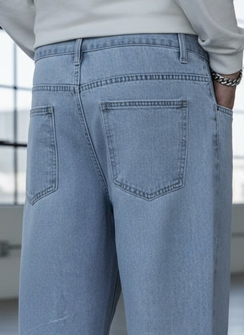 Boyfriend Jeans Azules Cielo Rotos para Hombre PDMX Jeans