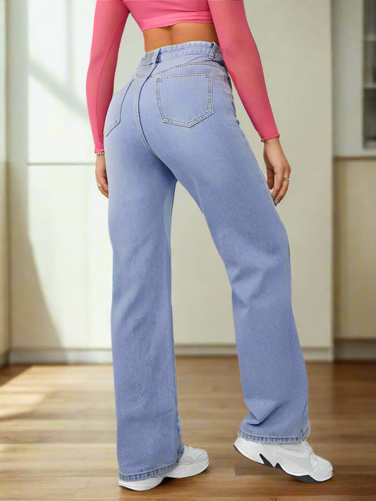 Boyfriend Jeans Tiro Alto Mujer Mezclilla