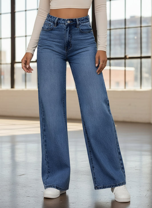 Tiro Alto Azul Mujer Regular Boyfriend Jeans