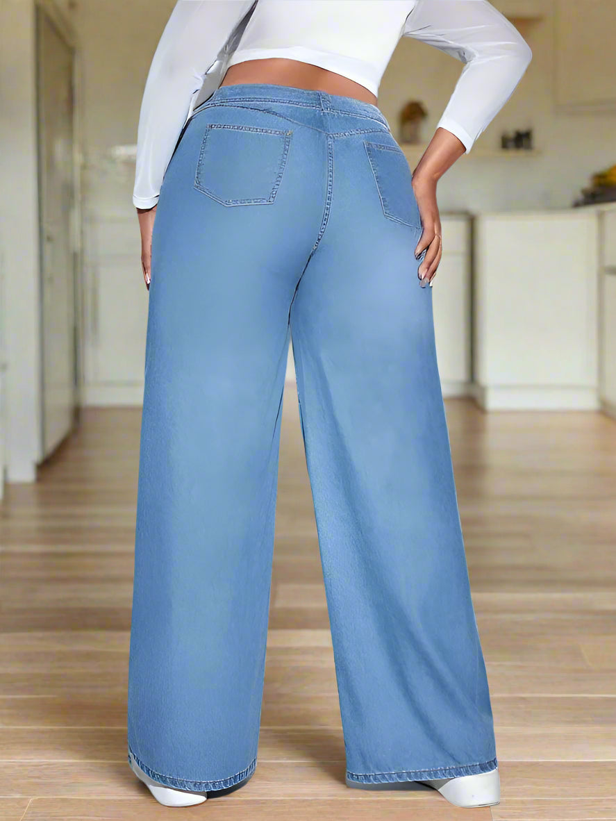 Wide Leg Pantalones Jeans Azul Marino Pantalones Anchos Pantalon
