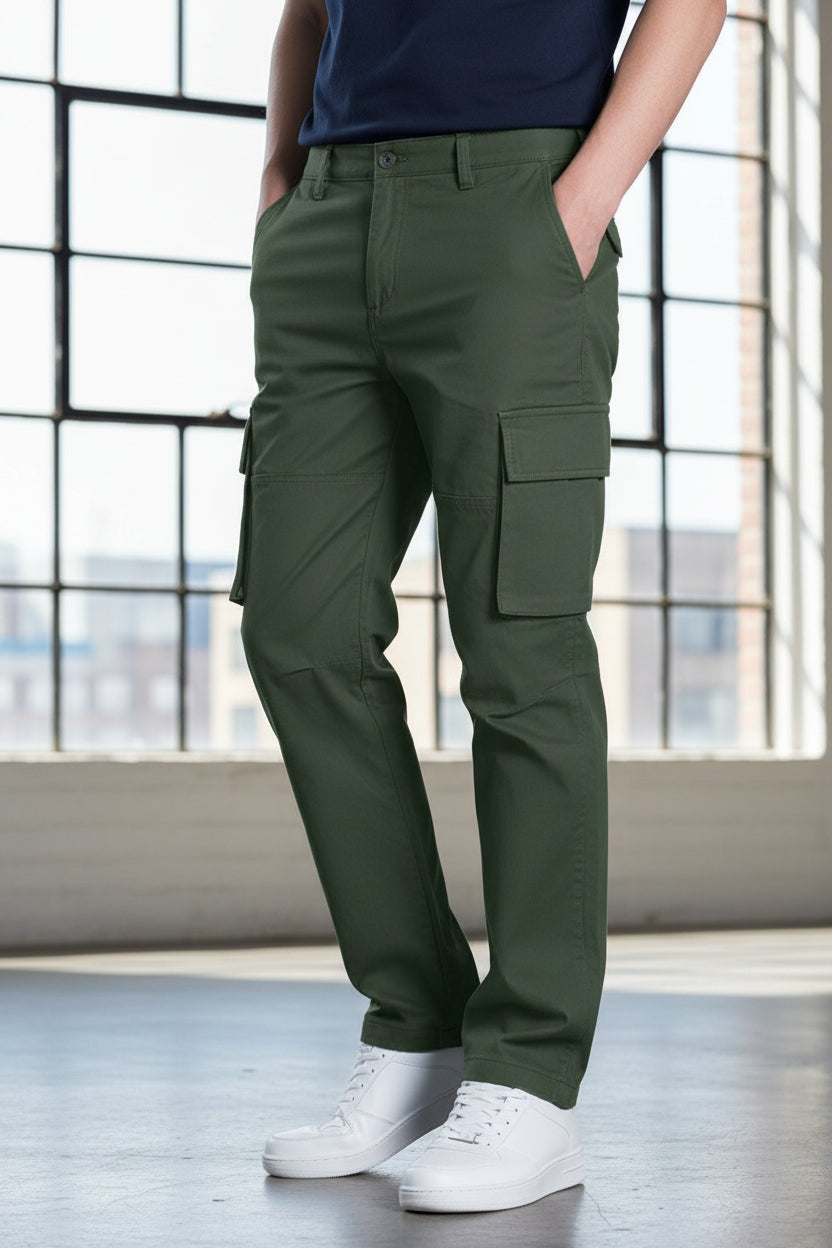 Pantalones cargo verdes hombre PDMX Jeans mezclilla resistente regular