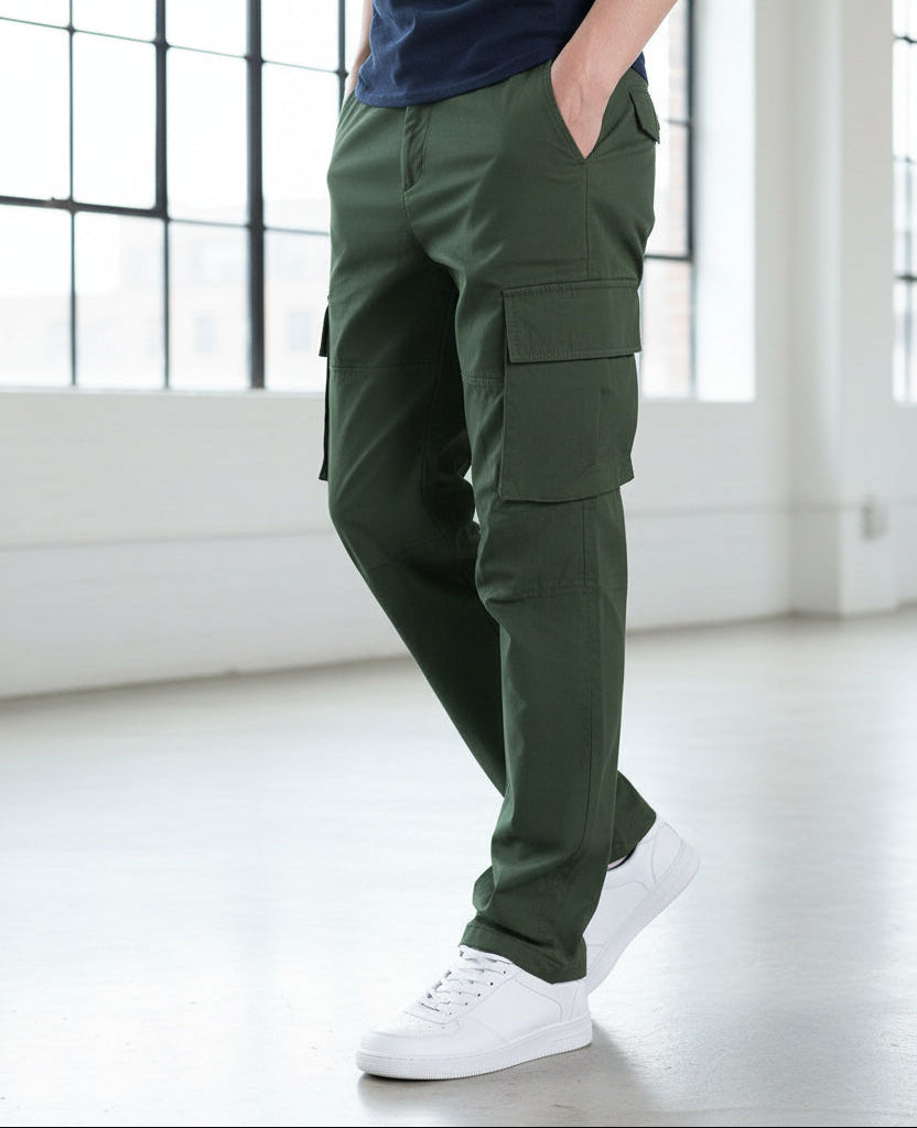 Pantalones cargo hombre verde regular fit PDMX Jeans vista frontal